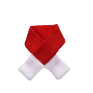 Festive mini red and white felt Christmas scarf for wine bottle and doll decoration