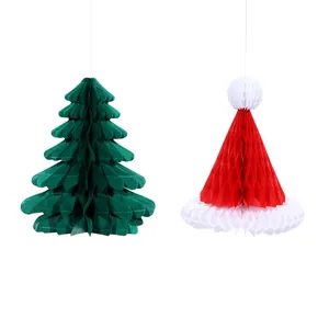 Splendide decorazioni natalizie in carta a nido d'ape: albero e cappello di Babbo Natale