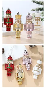 Ensemble de suspensions de Noël casse-noisette en rouge or rose et blanc brillant
