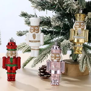 Casse-Noisette Soldat Ornements Suspendus pour Arbre de Noël Paillettes Finition Métallique Figurines Décoration Maison Fête