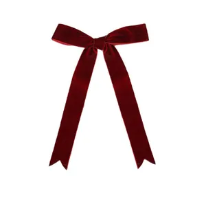 Elegant dark red velvet Christmas bow ornament for holiday tree and wreath decoration