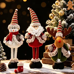 Set de muñecos de Navidad de felpa con Papá Noel, reno y muñeco de nieve con patas telescópicas