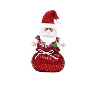 Muñeco de Papá Noel con base de bolsa de regalo con lentejuelas rojas para Navidad