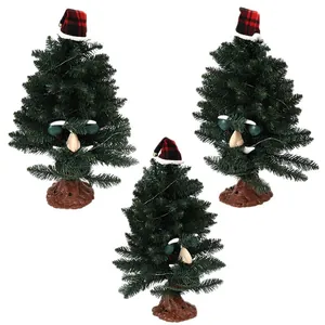 Animated electric musical Christmas tree with sunglasses and plaid hat decoration
