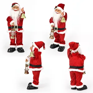 Babbo Natale elettrico in piedi con campana e lanterna bellissimo ornamento natalizio