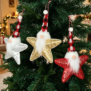 Weihnachten Stern Gnome Ornamente Pailletten Plüsch Engel Hängende Dekorationen Für Weihnachtsbaum Zuhause Party Dekor
