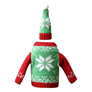 Housse de bouteille de vin de Noël tricotée avec flocon de neige pour décor de table