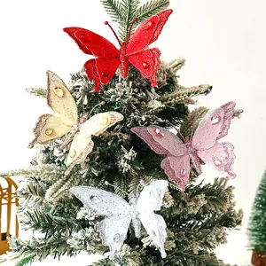 Bunte glitzernde Schmetterlings-Weihnachtsbaum-Clips für festliche Feiertagsdekoration