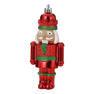 Ornement de soldat casse-noisette rouge et vert pour sapin de Noël avec paillettes
