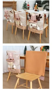 Detailed view of 3D Christmas doll chair covers featuring sequins and Merry Christmas embroidery