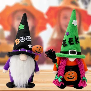 Halloween Faceless Gnome Rudolph Plush Doll Standing Ornament For Home Window Party Decoration Pumpkin Broom Witch Hat Boo Eek