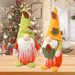 Gnomo Senza Volto Peluche Bambola Autunno Stile Pastorale Statuetta in Piedi Decorazione del Ringraziamento Ornamento da Tavolo per la Casa Regalo