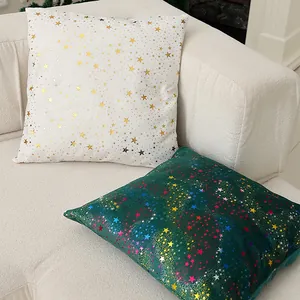 Housses de coussin décoratives de Noël avec motifs d'étoiles en feuille dorée