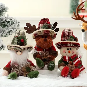 Adorno Colgante Árbol de Navidad Sombrero Cuadros Papá Noel Muñeco de Nieve Alce Muñeca de Peluche Decoración de Fiesta Hogar Escaparate