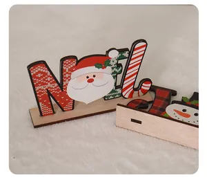 Detailed side view of decorative wooden Noel Christmas ornament on soft white fur rug.