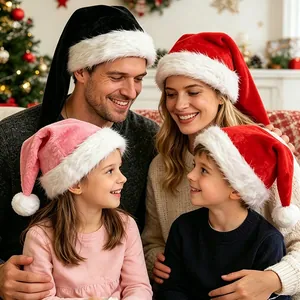 Long Plush Christmas Hat Extra Long Santa Claus Hat Red Black Pink Faux Fur Plush Cap For Adults Holiday Party Decorations