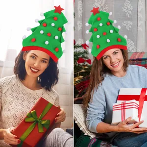 Kreativer Weihnachtsbaum Partyhut Festliche Elfen Dekoration Sternen Filz Pompon Kopfschmuck Für Urlaubsfeier Partyzubehör