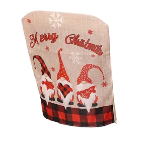 Christmas chair cover with festive gnomes and Merry Christmas print