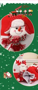 Detailansicht der 3D-Schneemann-Applikation und Kordelzugöffnung am Weihnachtsgeschenksack