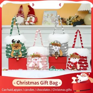 Bolsas de Regalo de Navidad Papá Noel Muñeco de Nieve Reno Punto Peluche Caramelos Bolsas para Fiesta Envoltura