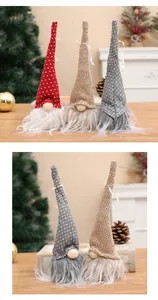 Handmade Christmas forest gnomes hanging ornaments with knitted hats and fuzzy beards