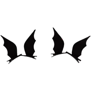 Pair of spooky black bat wing hair clips for Halloween party costume hair accessories