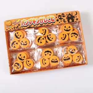 Halloween pumpkin face round erasers set in original display box packaging for kids