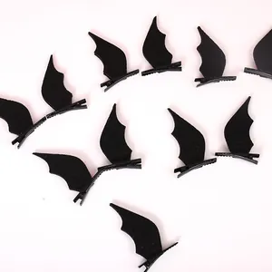 Gothic black bat wing duckbill hair clips for Halloween party costume accessories