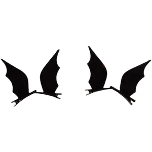 Halloween black bat wing hair clips set featuring a spooky demon wing design for parties