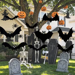 Decoraciones de murciélagos de Halloween para fiestas en jardín escena aterradora
