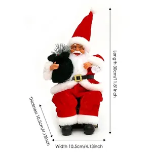12 inch sitting Santa Claus doll for Christmas decor shown with size measurements