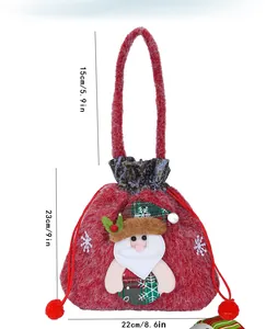 Vue détaillée du sac cadeau Père Noël affichant les dimensions en centimètres et pouces