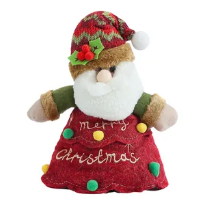 Pluche Kerstman kerstcadeautasje voor snoepjes met geborduurde Merry Christmas tekst