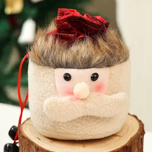 Joli sac à cadeaux de Noël en peluche avec cordon pour bonbons et chocolats fête