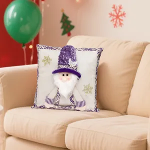 Kerst kussenhoes met paarse pailletten hoed kabouter voor bank decoratie