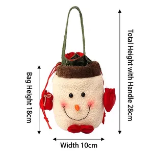 Cute Christmas snowman gift bag with carry handle and size dimensions 18x10x28 cm