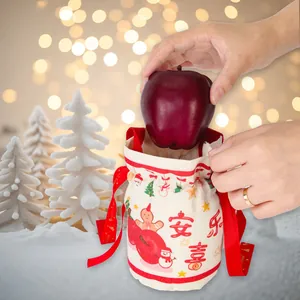 Sacchetto regalo di Natale in tela festiva con stampa di pan di zenzero