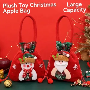 Large capacity Christmas gift bags featuring plush Santa and snowman 3D characters