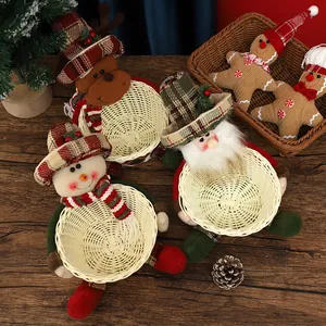 Christmas Candy Basket Desktop Decoration Santa Snowman Reindeer Cartoon Fruit Storage Basket Festival Gift For Home Party