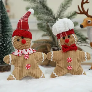 Christmas Gingerbread Man Plush Ornament Corduroy Christmas Tree Hanging Decoration Holiday Party Prop Festive Gift