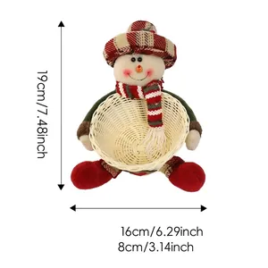 Handcrafted snowman Christmas candy basket tabletop decoration, dimensions 19x16x8cm
