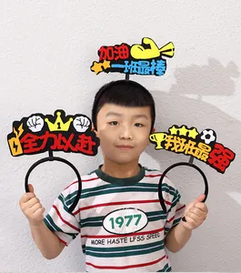 Detail showing various motivational slogan headbands for school sports meets and events