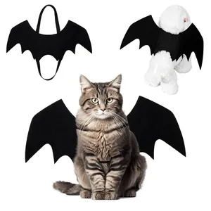 Lustiges Halloween Haustier Fledermausflügel Kostüm Schwarzer Filz Verstellbar Welpe Katze Fledermaus Cosplay Flügel Für Halloween Party Foto Requisiten