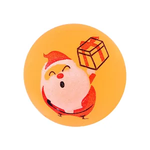 Oranje kerst stuiterbal met vrolijke kerstman en cadeauverpakking illustratie.