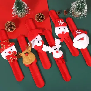 Christmas Slap Bracelets For Kids Red Santa Claus Snowman Elk Christmas Tree Slap Bands Holiday Party Favors Gifts