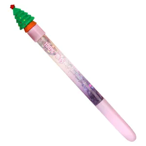 Creative pink Christmas tree liquid glitter gel pen with glowing effect for students