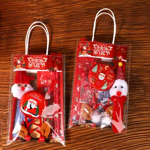 Set de papelería de regalo de Navidad en bolsas transparentes con Papá Noel