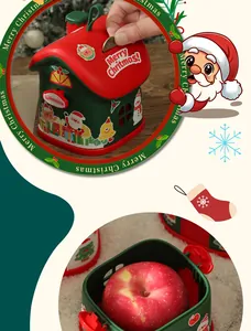 Vista dettagliata della confezione regalo di Natale con fessura per monete