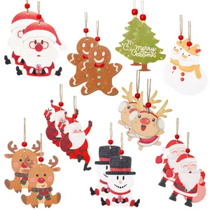 Ornements De Sapin De Noël En Bois Père Noël Renne Bonhomme De Neige Bonhomme De Pain D Épices Pendentif Décorations De Maison