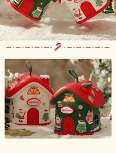 Confezione regalo di Natale a forma di casa per mela con simpatici motivi natalizi
